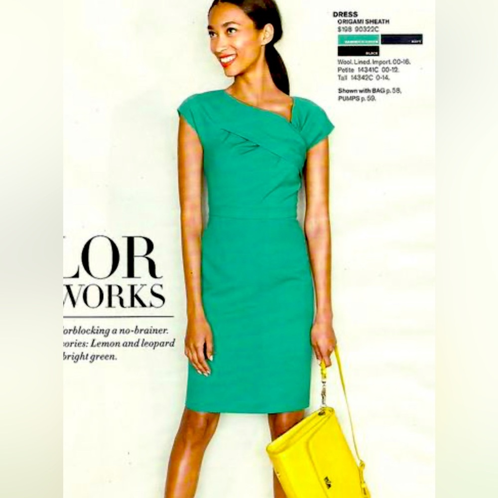 J.Crew Vibrant green origami sheath dress – size 8